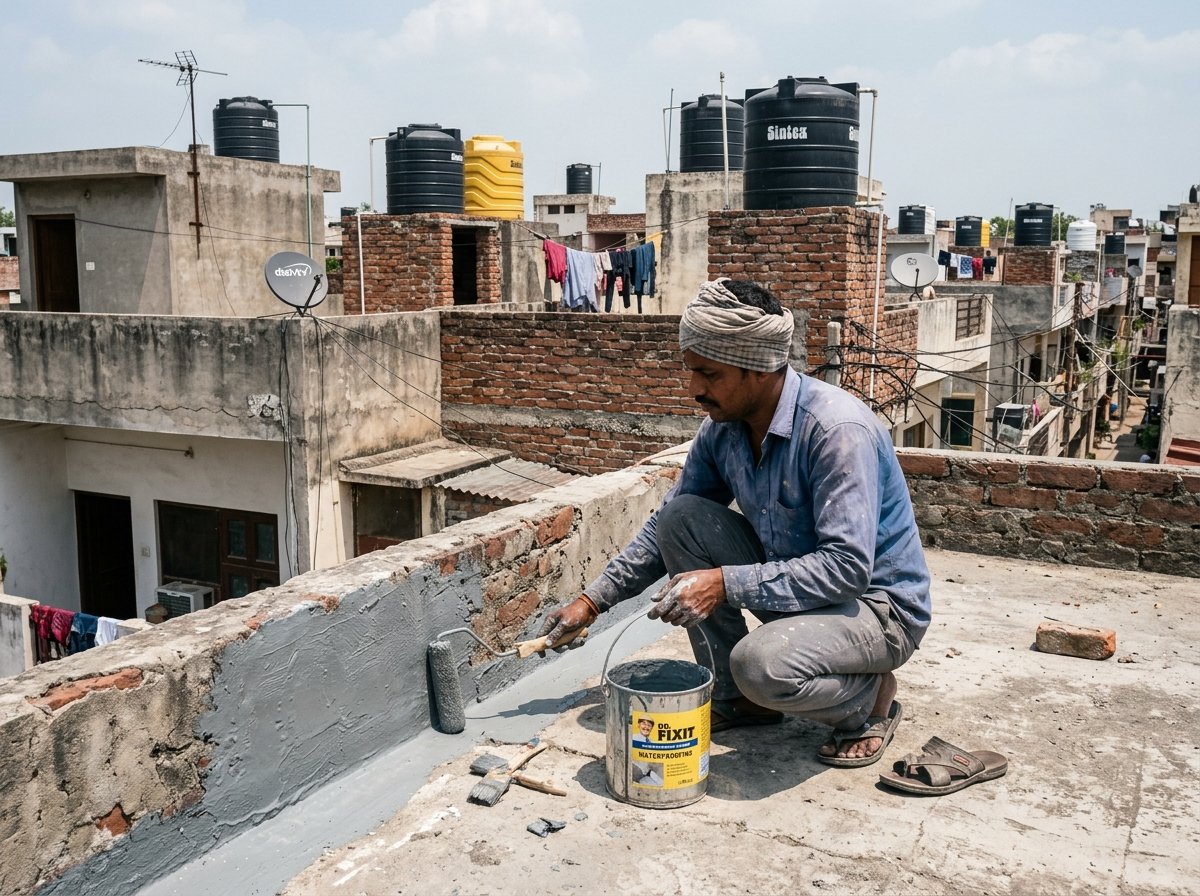 Terrace roof waterproofing chemical coating work Chandigarh