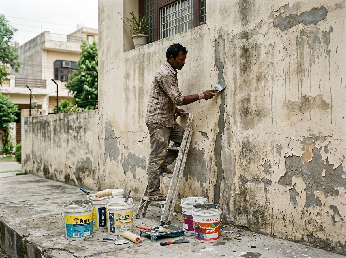 Exterior wall crack repair and dampness seelan treatment Chandigarh